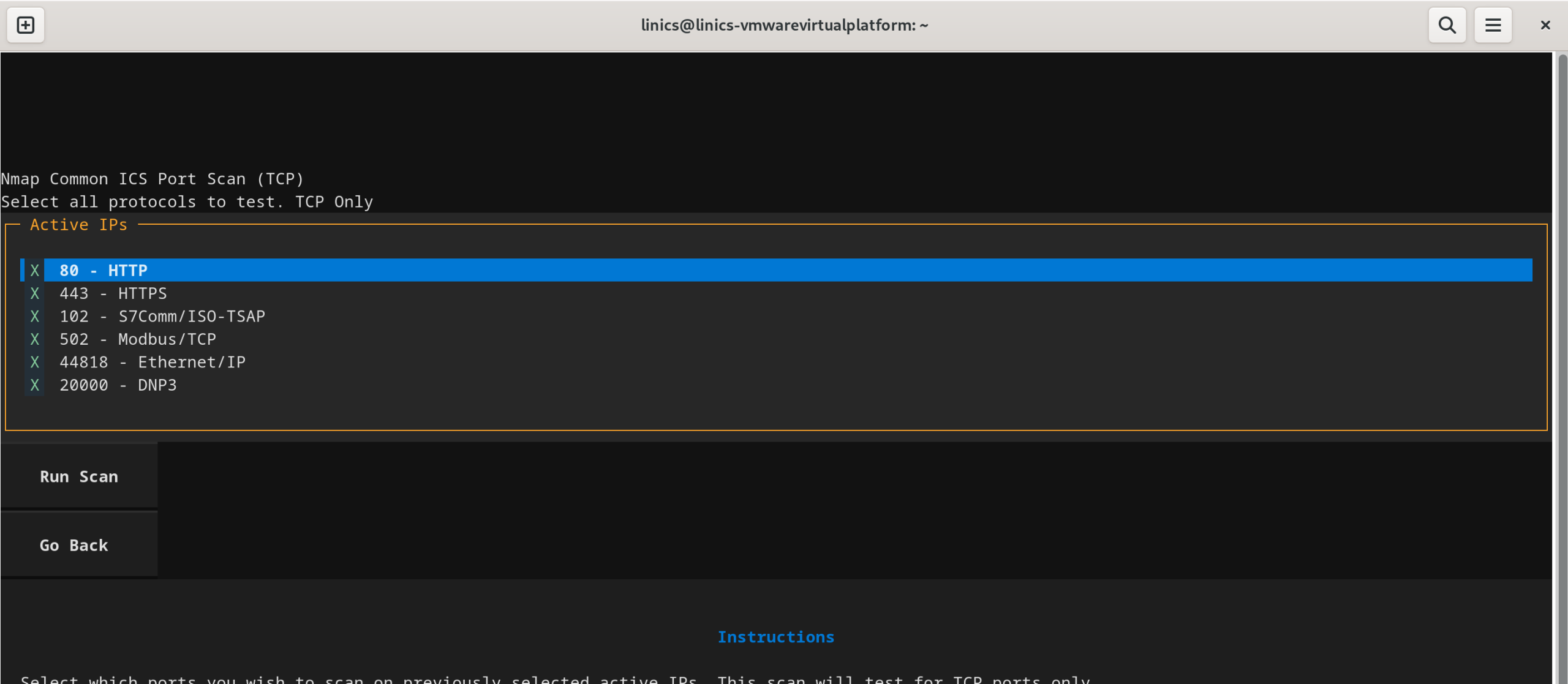ics port selection
